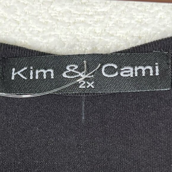 Kim & Cami Womens Top with Sheer Flutter Sleeves Plus Size 2X, New w/o tags - Picture 2 of 7